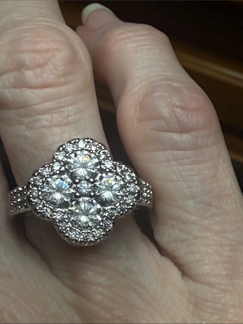 3CT Elegant GRA CERTIFIED MOISSANITE DIAMOND Cluster Flower Ring in Silver